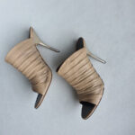 G.Zanotti Size 39 Peep Toe Pleated Lambskin Shoes #KLLY-58 - Image 5