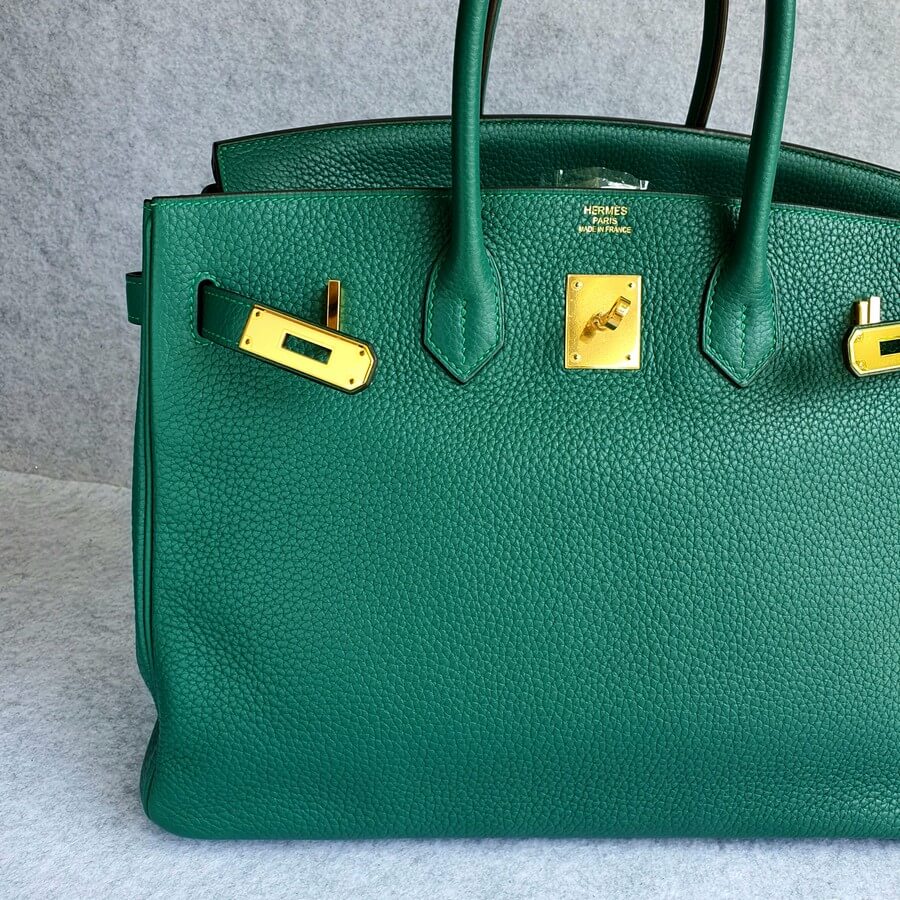 1:1 Hermes Malachite Clemence Birkin 35cm Handmade Bag HJ00354