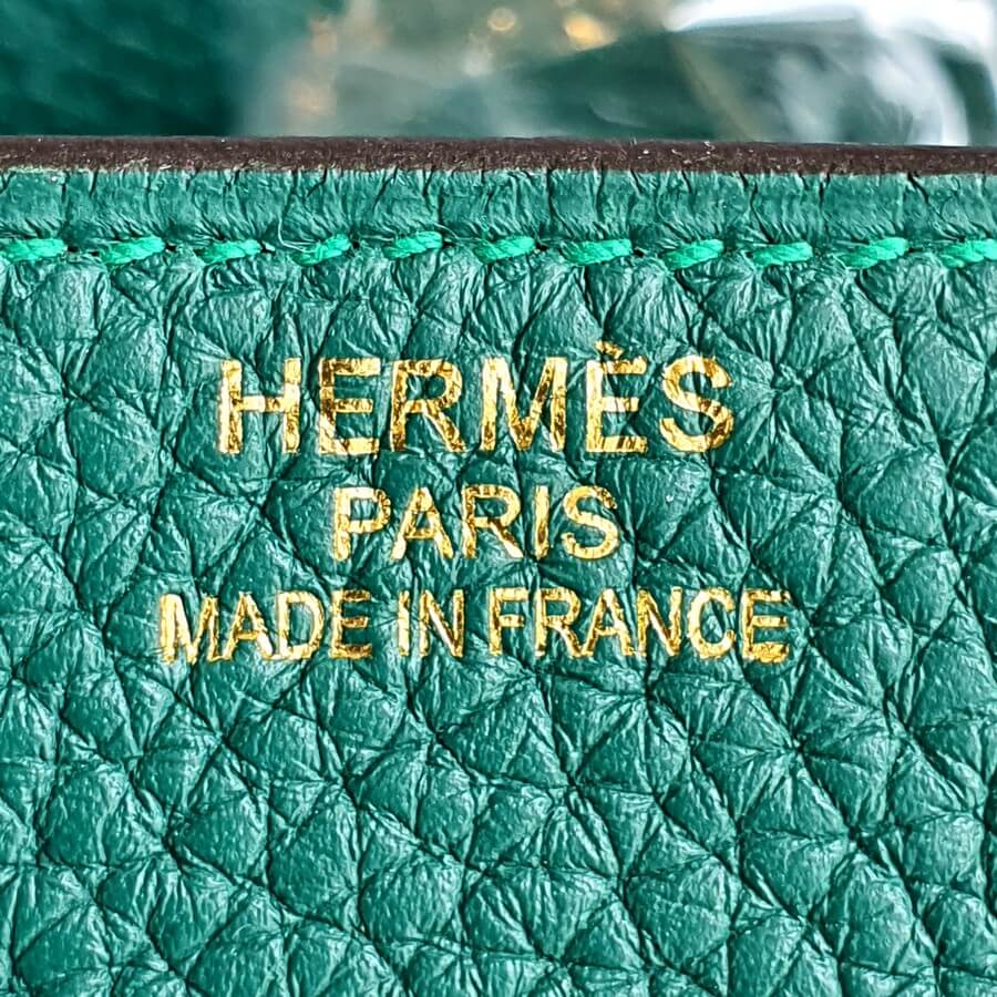 Hermes Victoria II Malachite Clemence Leather Bag