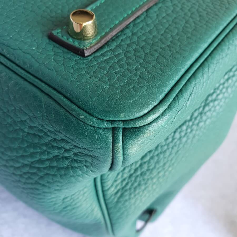 Hermes Kelly Green Malachite Clemence with Gold