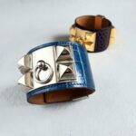 Hermes CDC Bracelet Blue Alligator With Palladium Plated Hardware #OUSR-7
