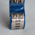 Hermes CDC Bracelet Size S Blue Alligator With Palladium Plated Hardware #OUSR-7 - Image 6