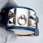Hermes CDC Bracelet Size S Blue Alligator With Palladium Plated Hardware #OUSR-7 - Image 3