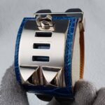 Hermes CDC Bracelet Size S Blue Alligator With Palladium Plated Hardware #OUSR-7 - Image 4