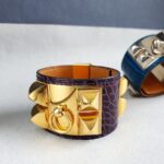 Hermes CDC Bracelet Purple Alligator With Gold Plated Hardware #OUSR-8