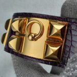Hermes CDC Bracelet Purple Alligator With Gold Plated Hardware #OUSR-8 - Image 4