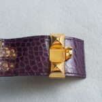 Hermes CDC Bracelet Purple Alligator With Gold Plated Hardware #OUSR-8 - Image 6