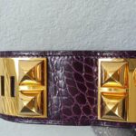 Hermes CDC Bracelet Purple Alligator With Gold Plated Hardware #OUSR-8 - Image 8