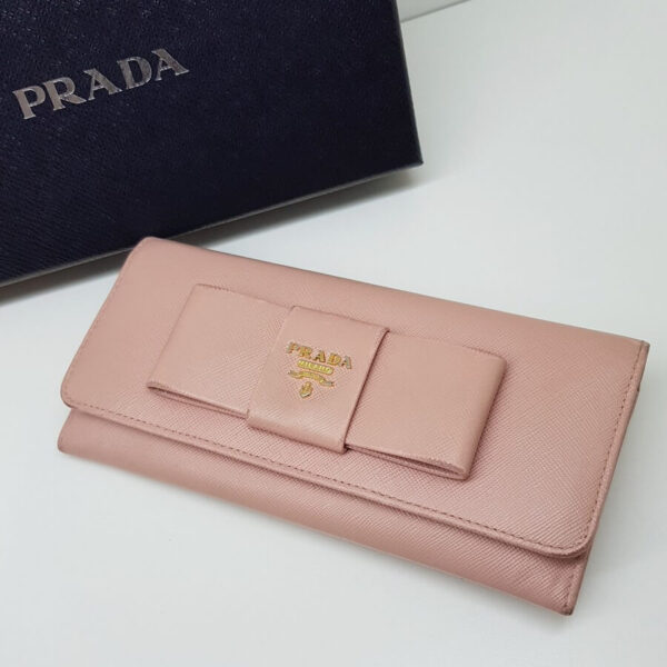 Prada 1M1132 Wallet Light Pink Saffiano Leather with Gold Hardware #SUEO-1