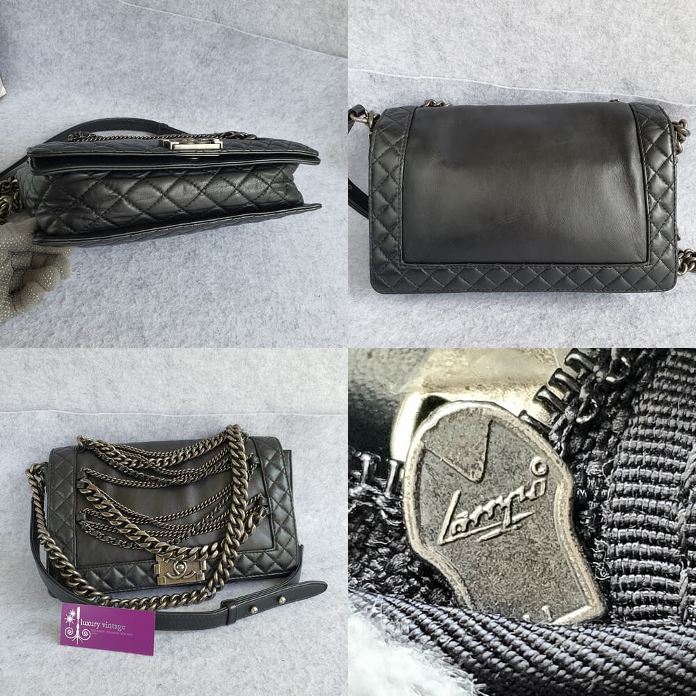 Chanel Boy Large 28cm Black Smooth Leather with Ruthenium Hardware #OCCU-1  – Luxuy Vintage