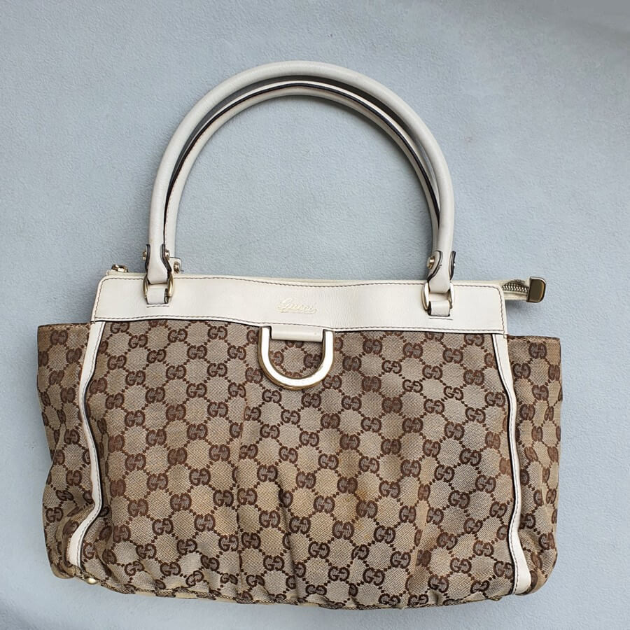 Gucci D-Ring Bag Brown Canvas with Leather and Gold Hardware #OCCY-1
