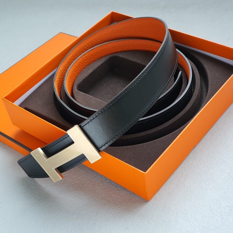 Hermes H buckle Belt &Reversible Leather #GLOSS-8