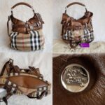 Burberry Hobo Bag Brown Canvas with Leather and Silver Hardware #SCUR-1 - Image 2