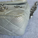 Chanel Flap Bag Silver Perforated Lambskin with Silver Hardware #OCSR-1 - Image 12
