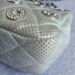 Chanel Flap Bag Silver Perforated Lambskin with Silver Hardware #OCSR-1 - Image 13