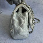 Chanel Flap Bag Silver Perforated Lambskin with Silver Hardware #OCSR-1 - Image 7