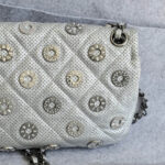 Chanel Flap Bag Silver Perforated Lambskin with Silver Hardware #OCSR-1 - Image 6