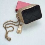 Chanel Vintage Bag Black/Gold Satin with Lambskin and Gold Hardware #OCYS-1