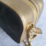 Chanel Vintage Bag Black/Gold Satin with Lambskin and Gold Hardware #OCYS-1 - Image 18