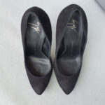 Giuseppe Zanotti Sz37.5 Black Suede/ Crystal On Heel Shoes #OCCT-5 - Image 2