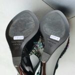 Giuseppe Zanotti Sz37.5 Black Suede/ Crystal Wedges Shoes #OCCT-6 - Image 10