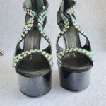 Giuseppe Zanotti Sz37.5 Black Suede/ Crystal Wedges Shoes #OCCT-6 - Image 3