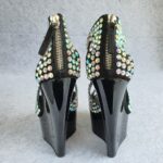 Giuseppe Zanotti Sz37.5 Black Suede/ Crystal Wedges Shoes #OCCT-6 - Image 6