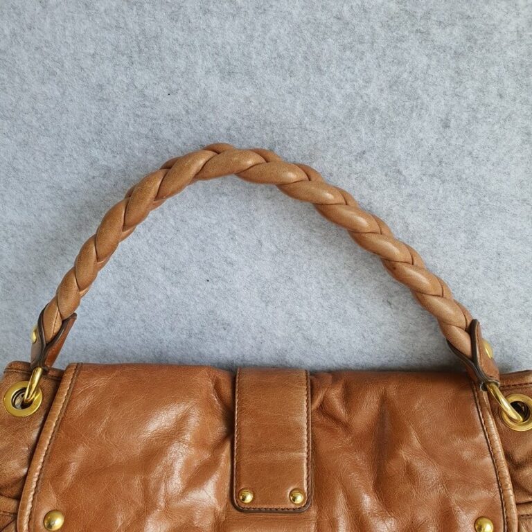 Miu Miu Coffer Bag Brown Aged Leather with Gold Hardware Bag #GLOOY-1 ...