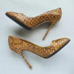 Sergio Rossi Size 37 Pumps Olive Yellow Snakeskin with Gold Hardware Shoes #OCCT-7 - Image 5