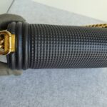 Chanel Le Boy New Medium Navy Blue Embossed Cube Lambskin with Silver/Gold Hardware #GLREO-1 - Image 11