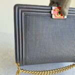 Chanel Le Boy New Medium Navy Blue Embossed Cube Lambskin with Silver/Gold Hardware #GLREO-1 - Image 3