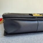 Chanel Le Boy New Medium Navy Blue Embossed Cube Lambskin with Silver/Gold Hardware #GLREO-1 - Image 13