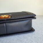 Chanel Le Boy New Medium Navy Blue Embossed Cube Lambskin with Silver/Gold Hardware #GLREO-1 - Image 14