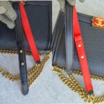 Chanel Le Boy New Medium Navy Blue Embossed Cube Lambskin with Silver/Gold Hardware #GLREO-1 - Image 23