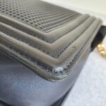 Chanel Le Boy New Medium Navy Blue Embossed Cube Lambskin with Silver/Gold Hardware #GLREO-1 - Image 18