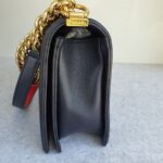 Chanel Le Boy New Medium Navy Blue Embossed Cube Lambskin with Silver/Gold Hardware #GLREO-1 - Image 8