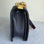 Chanel Le Boy New Medium Navy Blue Embossed Cube Lambskin with Silver/Gold Hardware #GLREO-1 - Image 7