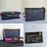 Chanel Le Boy New Medium Navy Blue Embossed Cube Lambskin with Silver/Gold Hardware #GLREO-1 - Image 2
