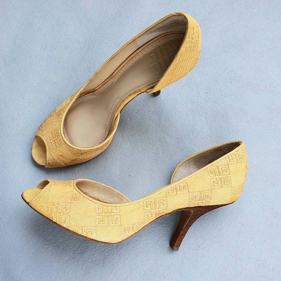 Givenchy Peeptoe Sz37 Yellow Canvas Shoes #OCRO-21