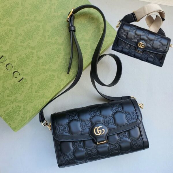 Gucci GG Matelassé Small Black Leather with Gold Hardware #OKCE-2