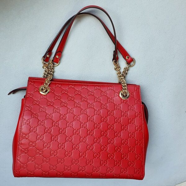 Gucci GG Signature Bag Red Guccissima Leather and Light Gold Hardware #GLRES-1