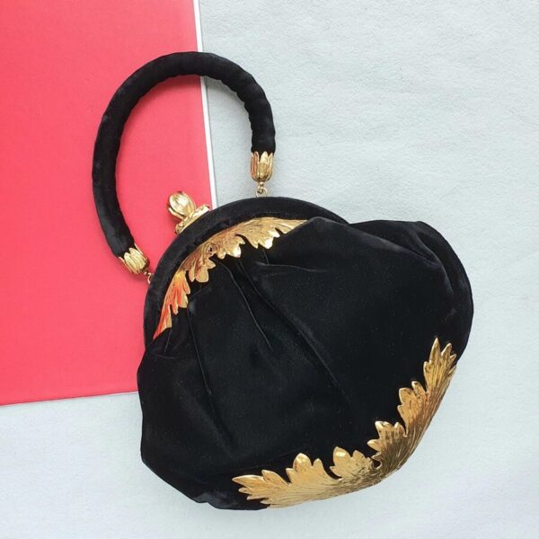 C Dior Vintage Small Tote Black Velvet with Gold Hardware #GLRUO-1