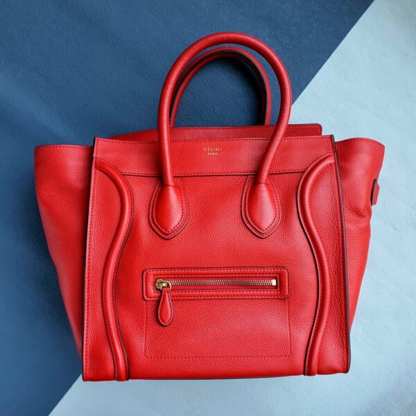 Celine Mini Luggage Red Calf Leather with Gold Hardware #OKCR-1