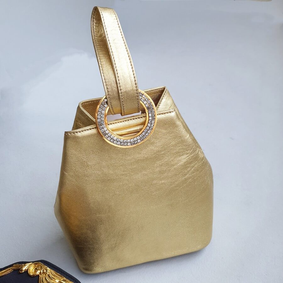 Celine Vintage Bag Gold Lambskin /Diamante and Gold Hardware #GLRUY-4