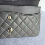 Chanel Medium Double Flap Grey Lambskin with Gold Hardware #OKTU-1 - Image 21