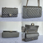 Chanel Medium Double Flap Grey Lambskin with Gold Hardware #OKTU-1 - Image 2
