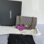 Chanel Medium Double Flap Grey Lambskin with Gold Hardware #OKTU-1 - Image 3