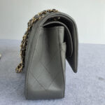 Chanel Medium Double Flap Grey Lambskin with Gold Hardware #OKTU-1 - Image 6