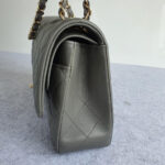 Chanel Medium Double Flap Grey Lambskin with Gold Hardware #OKTU-1 - Image 7