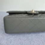 Chanel Medium Double Flap Grey Lambskin with Gold Hardware #OKTU-1 - Image 8